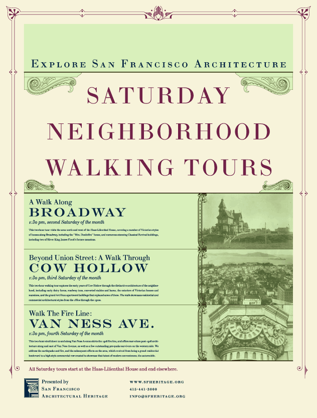 San Francisco Architectural Heritage Saturday Walks Poster by Kyle McGuire
				