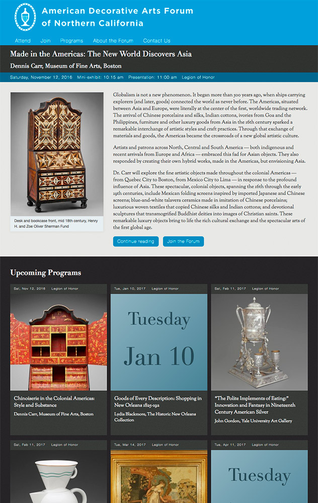 American Decorative Arts Forum website