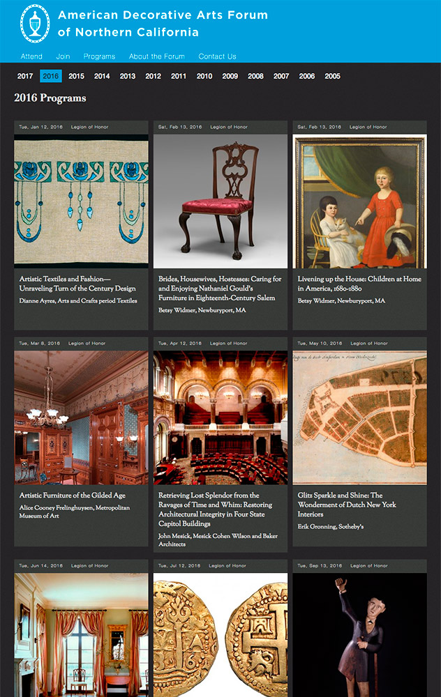 American Decorative Arts Forum website program archive