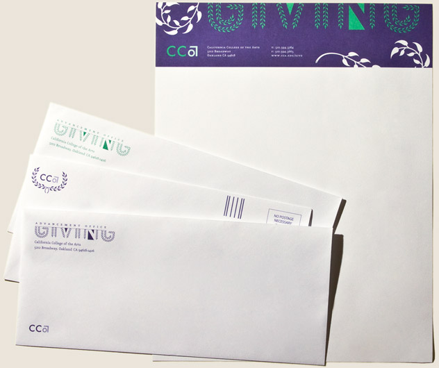 CCA Giving Identity System Letterhead and Envelopes