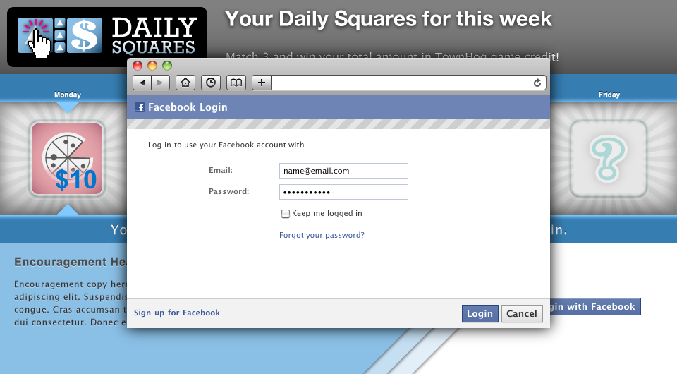 Daily Squares Facebook Authentication