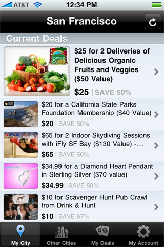 BluLabel iPhone App Deal Listing Page