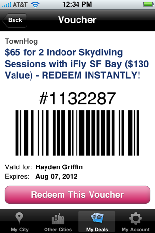 BluLabel iPhone App Voucher Redeem Page
